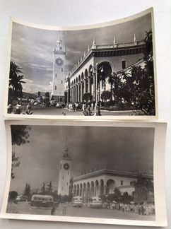 Старая открытка и фото жд вокзала. Сочи. 1963 г