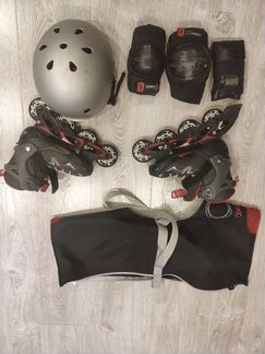 Ролики детские FIT 3 раздвижные черные oxelo