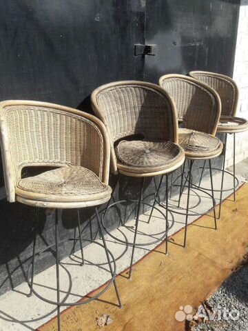 Стулья барные. Ротанг. Винтаж