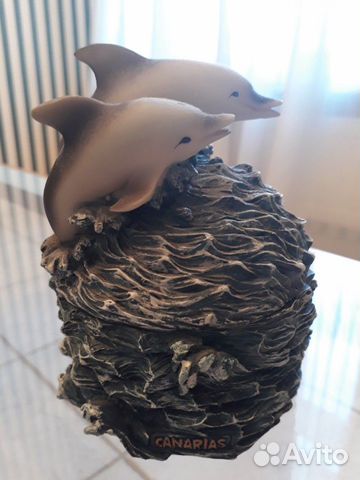 Шкатулка из натурального камня с дельфинами Канары