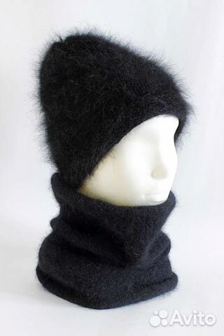 Новая вязаная шапка и снуд из пуха