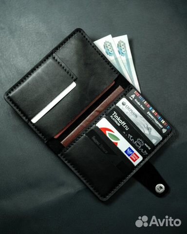 Обложка для документов с отделом для купюр из кожи