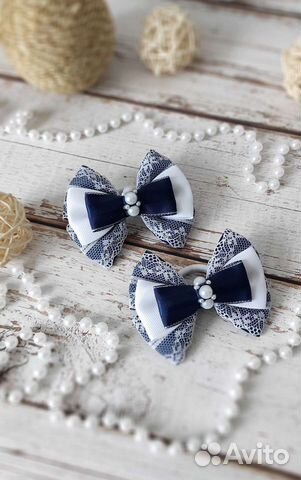 Бантики резинки для волос нарядные ручной работы