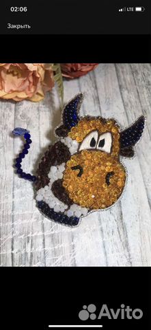 Брошь Бычок