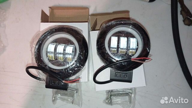 Светодиодные фары 60W с дхо, 2 шт. неослепляющие