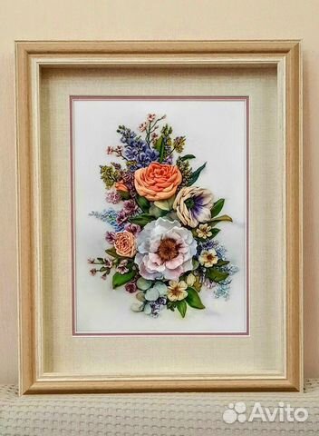 Настенное панно. Акварельный сюжет лентами