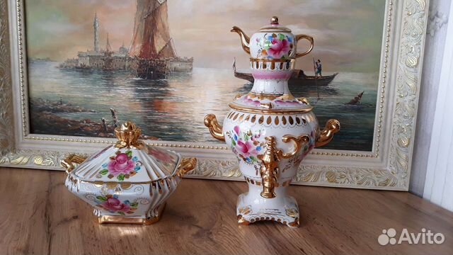 Самовар + Шкатулка Гжель