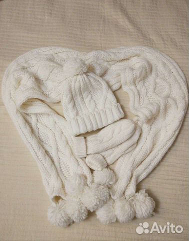 Комплект шапка шарф и варежки