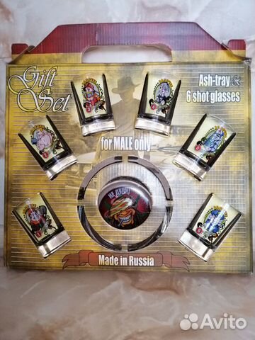 Подарочный набор - 6 стопок и пепельница