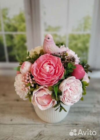 Букет пионов мыло ручной работы