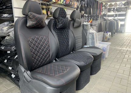 Авточехлы экокожа ромб