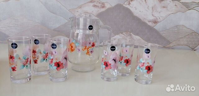 Набор стаканы и графин кувшин 7 предметов