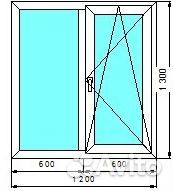 Пластиковые окна 1200*1300 (новые)