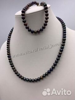 Колье бусы и браслет из натурального жемчуга