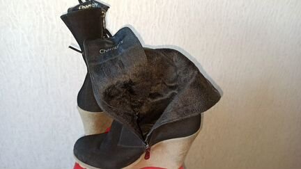 Ботильоны женские зима (натуральная замша, натурал