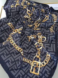 Платок шелковый черный новый Фенди/ Fendi