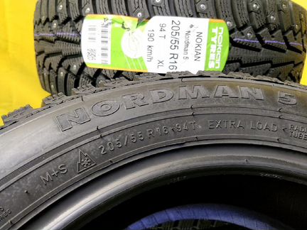 Pезина 205/55 R16 зимняя шипы Nokian новая
