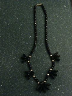 Чёрные бусы Чешская бижутерия винтаж