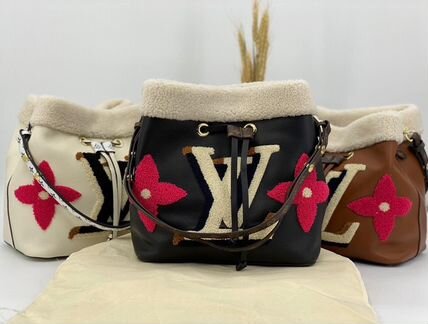 Женская сумка Louis Vuitton NeoNoe мех кожа новая