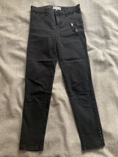 Джинсы mango - чёрные с вышивкой eur 36