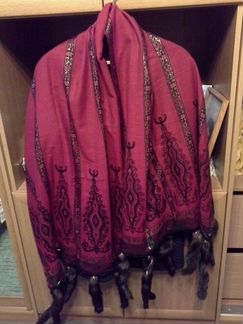 Палантин pashmina 100, норка, золотое шитьё