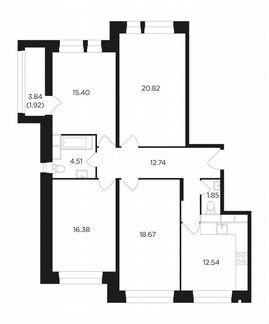 4-к квартира, 104.5 м², 11/22 эт.