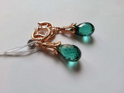 Серьги сапфир меняет цвет:золото 585 на серебре 92