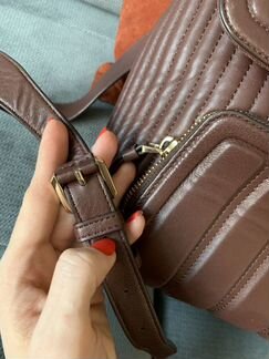 Бордовый кожаный рюкзак dkny