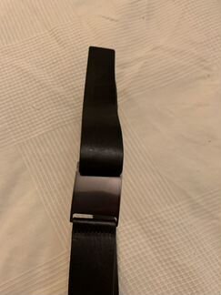 Кожаный ремень, черный, на липучке