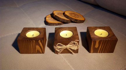 Подсвечники из дерева, 