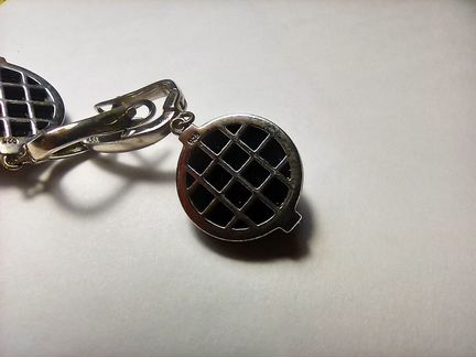Серьги женские, серебро, чёрный агат