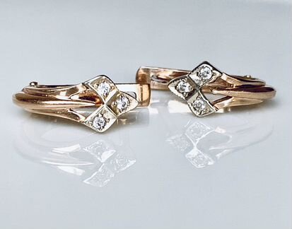 Золотые серьги с фианитами