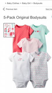 Carters новый комплект из 5 боди