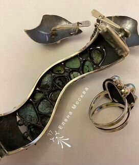 Винтаж: серьги кольцо браслет бирюза