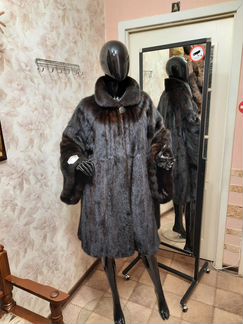 Норковая Шуба 68-70,Кимоно,цве Шоколад, длина 95см