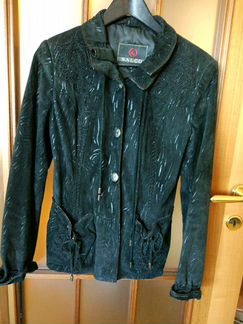 Кожаная замшевая черная куртка