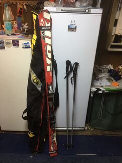 Горнолыжные ботинки, лыжи, палки, чехол