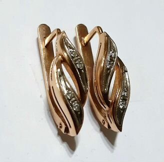 Золотые серьги с бриллиантами СССР