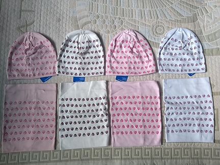 Новая трикотажная шапка и снуд хлопок 48-50 девочк