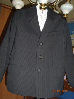 Костюм школьный серый в полоску