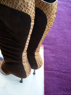 Теплые сапоги кожа замша мех на оч стройную ногу