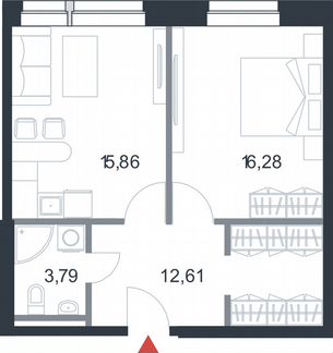 1-к апартаменты, 48.5 м², 9/21 эт.