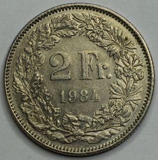 Швейцария 2 франка, 1989, 1984, 1968 гг