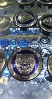 Заглушки литых диск Jaguar 59 мм синие