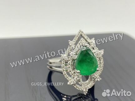 Кольцо с бриллиантами изумруд 2.55ct