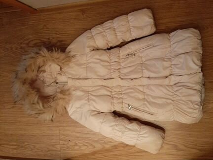 Пальто на пуху очень теплое на девочку рост 128