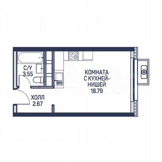 Квартира-студия, 25 м², 18/22 эт.