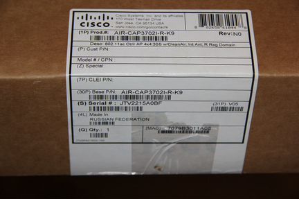 Точка доступа Cisco AIR-CAP3702I-R-K9 802.11ac Ctr